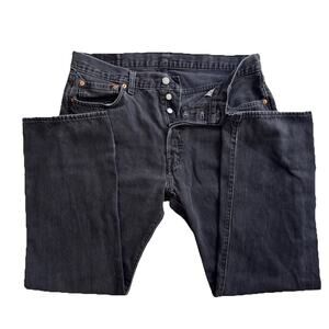 Levis 501 Jeans Mens 36x30 Black Fade Straight Leg Button Fly Cotton Denim